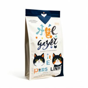 Custom printed resealable stand up cat food pouches with zipper